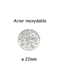 2 Perles connecteur rond arabesque en acier inoxydable