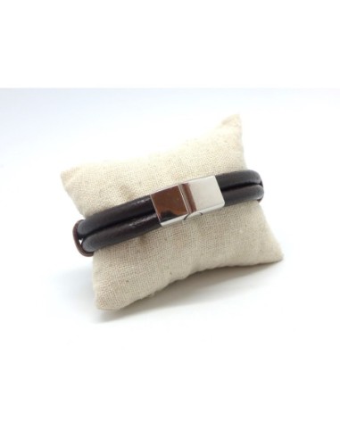 Fermoir aimanté en acier inoxydable argenté pour lanière épaisse 11mm x 6mm