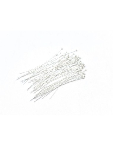tiges métalliques clous à bille 5cm souple en métal argenté brillant blanc
