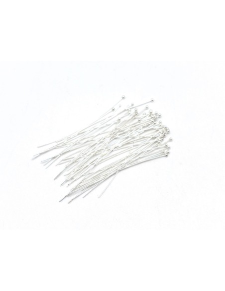 tiges métalliques clous à bille 5cm souple en métal argenté brillant blanc