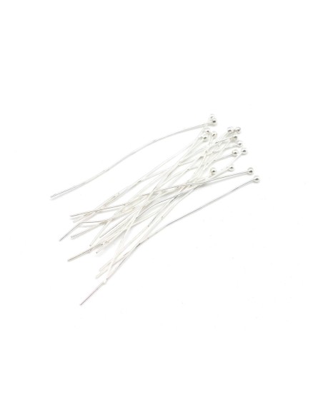 tige métalliques clous à bille 6cm souple en métal argenté brillant blanc