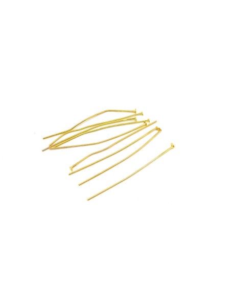 50 tiges métalliques clous à tête plate 5cm en métal doré