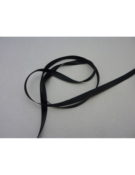 Ruban plat satiné 9,5mm pas cher de couleur noir