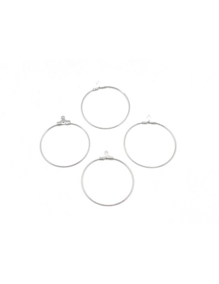 Support boucle d'oreilles créoles en métal argenté 35mm