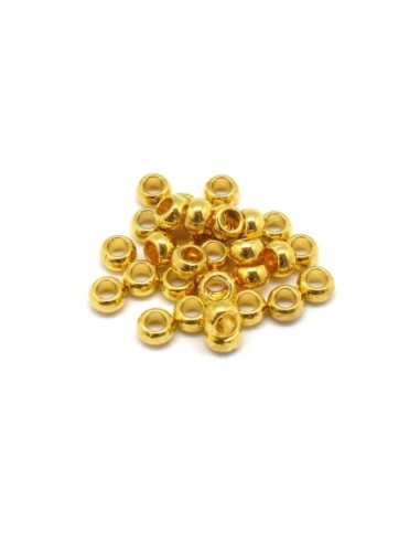 Perle ronde fine à gros trou en métal doré lisse 5mm
