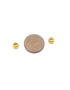 Perle ronde fine à gros trou en métal doré lisse 5mm 2