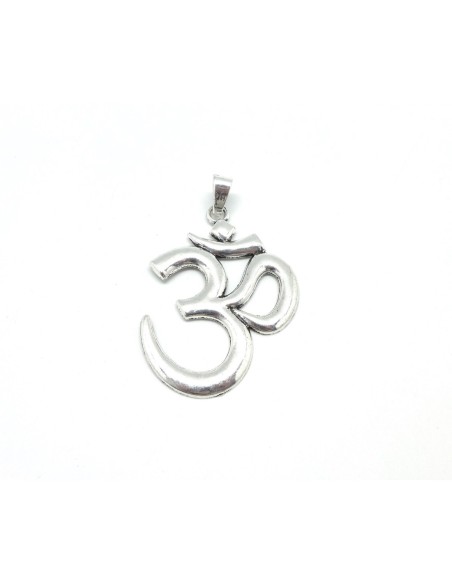 Pendentif symbole "Om" de l'absolu en métal argenté 8,5cm - porte bonheur