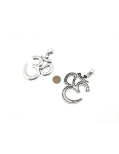 Pendentif symbole "Om" de l'absolu en métal argenté 8,5cm - porte bonheur 2