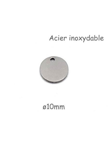 breloque en acier inoxydable 10mm argenté peut être gravé