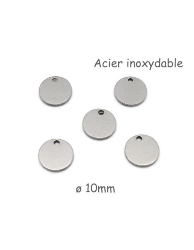 Sequin en acier inoxydable 10mm argenté peut être gravé