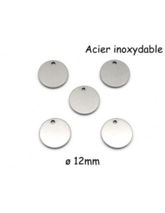 breloque en acier inoxydable sequin 12mm argenté peut être gravé 2