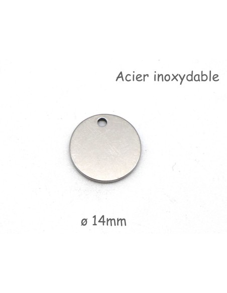 breloque en acier inoxydable sequin 14mm argenté peut être gravé