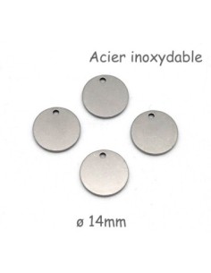 breloque en acier inoxydable sequin 14mm argenté peut être gravé 2