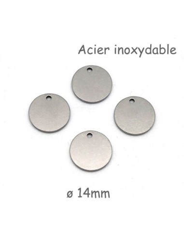 Médaille argenté 14mm en acier inox