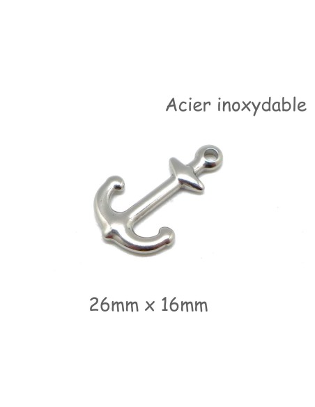 Pendentif ancre marine en acier inoxydable argenté