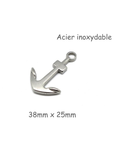 Fermoir ancre marine argente en acier inoxydable 38mm x 25mm