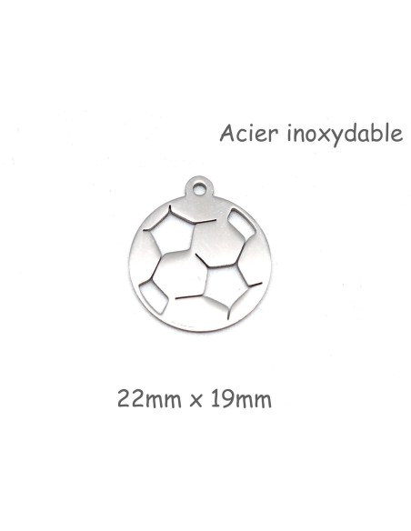 breloque acier inoxydable ballon de football argenté