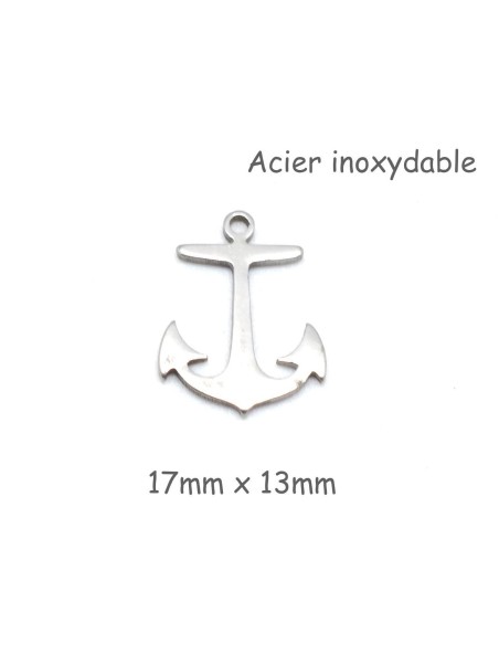 charm en acier inoxydable ancre marine argenté