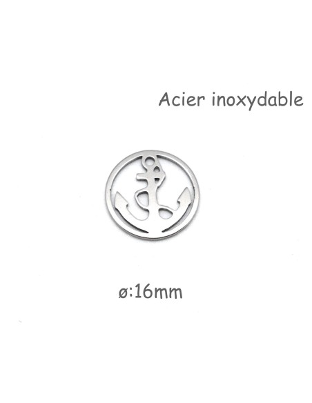 charm en acier inoxydable ancre marine argenté