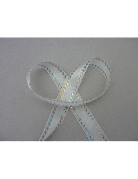 Ruban blanc avec reflet irisé 25mm