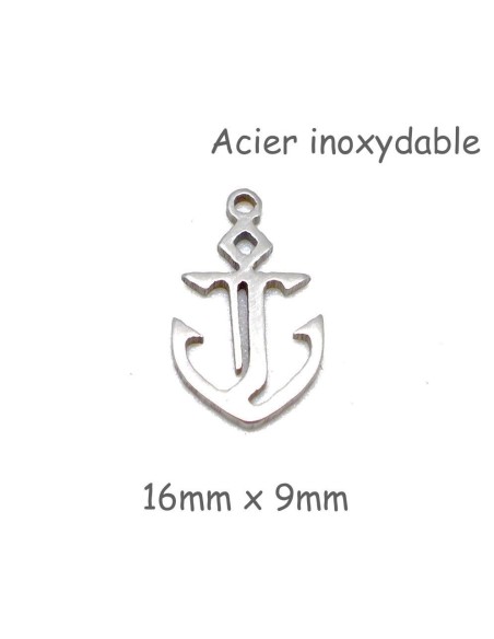 petite breloque en acier inoxydable ancre marine argenté