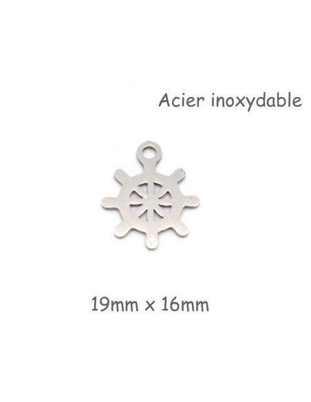 pendentif barre à roue en acier inoxydable argenté