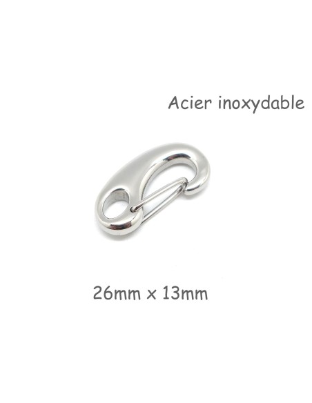 Mousqueton de sac porte clé en acier inoxydable 26mm x 13mm