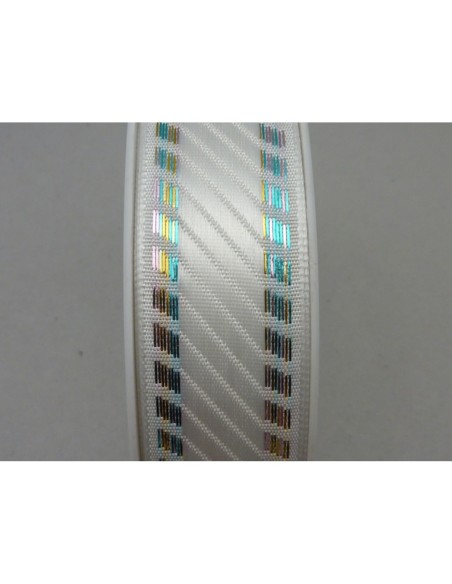 Galon blanc avec reflet irisé 25mm