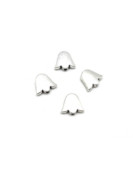 Perle métal argenté tulipe, fleur 11mm x 10mm