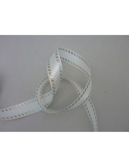 Ruban blanc pas cher avec reflet irisé 25mm