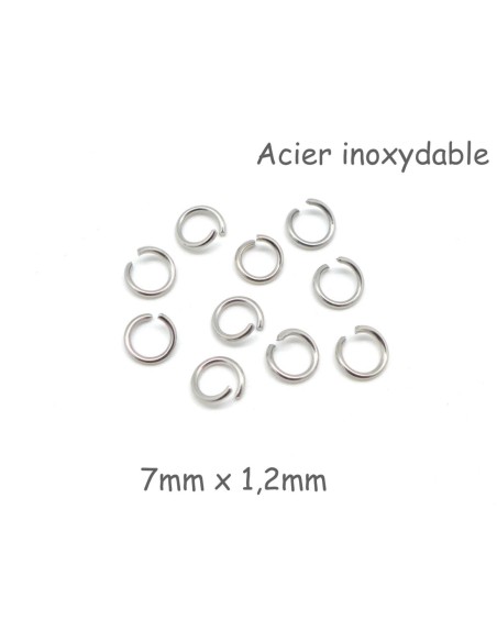 anneau de jonction épais en acier inoxydable argenté 7mm x 1,2mm