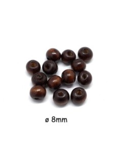 perle en bois ronde 8mm de couleur marron foncé chataigne