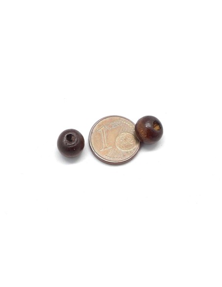 Perle 8mm marron foncé en bois