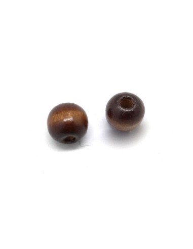 perle bois ronde 12mm marron foncé pour création DIY
