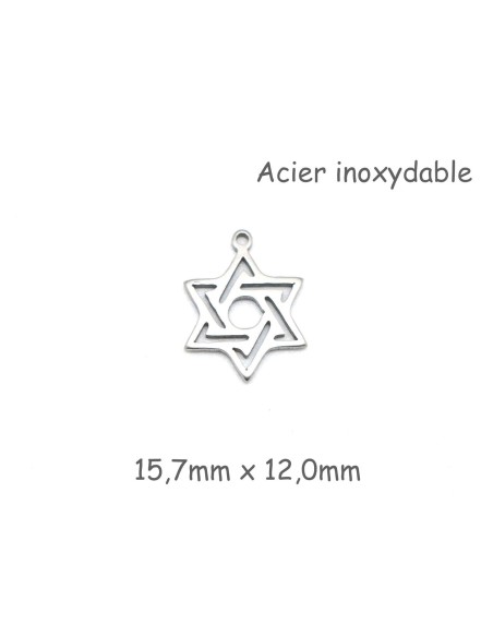 breloque étoile argenté en acier inoxydable