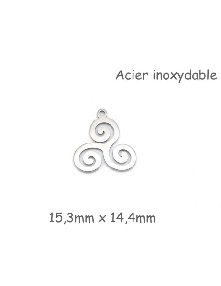 breloque Triskel style celtique argenté en acier inoxydable