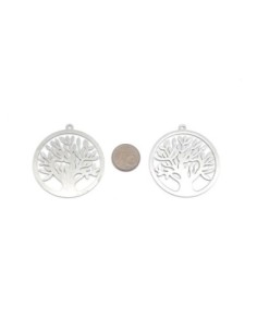 Pendentif arbre de vie argenté en acier inoxydable 40mm 2