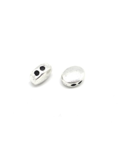 5 Perles 2 trous en métal argenté pour cordon de 2mm