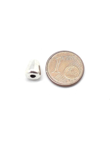 Perle en métal argenté conique pour cordon de 2mm
