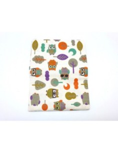 Coupon tissus motif hibou sur fond beige écru 70cm X 90cm tissus épais en coton