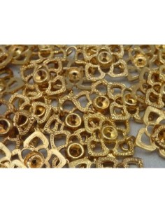 Connecteur, médaille, cabochon fleur carré en métal doré... 2