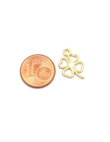 breloque trèfle à 4 feuilles en métal zamak doré
