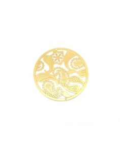 Grande Estampe en filigrane ronde rosace fine 48mm en métal doré