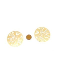 Grande Estampe en filigrane ronde rosace fine 48mm en métal doré 2