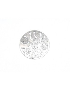 Grande Estampe en filigrane ronde rosace fine 48mm en métal argenté
