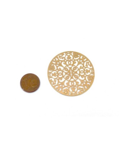 Pendentif en filigrane ronde fine 40mm en métal doré