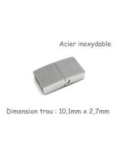 Fermoir aimanté en acier inoxydable argenté pour lanière  cuir de 10mm