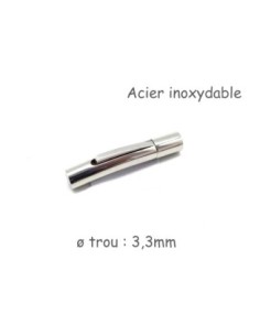 Fermoir clip argenté en acier inoxydable pour cuir rond 3mm 2