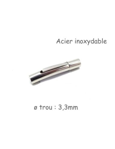 Fermoir clip en acier inoxydable pour cuir rond 3mm