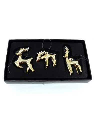 renne à suspendre en verre de couleur doré reflet argenté, orangé thème Noël